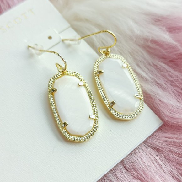 Kendra Scott Gold Dani White Pearl Earrings - Picture 2 of 3